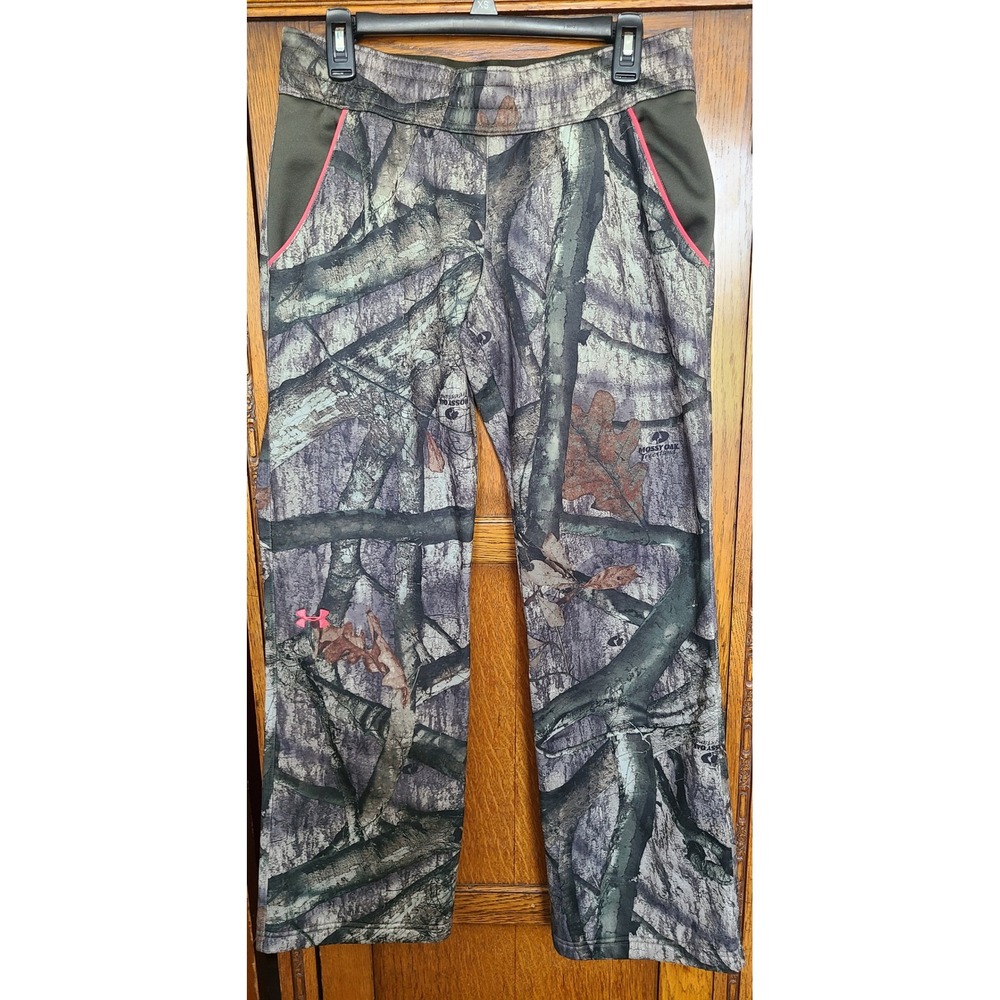 Under Armour Mossy Oak Treestand Camo Fleece Sweatpants Pink Trim Womens XS